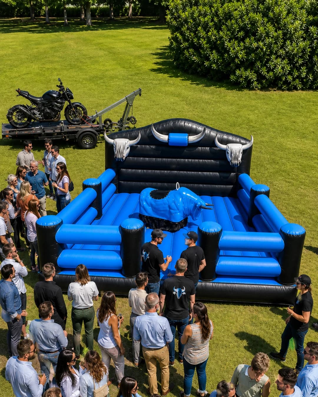 Staff day queue at the Full Throttle Chaos bull pad