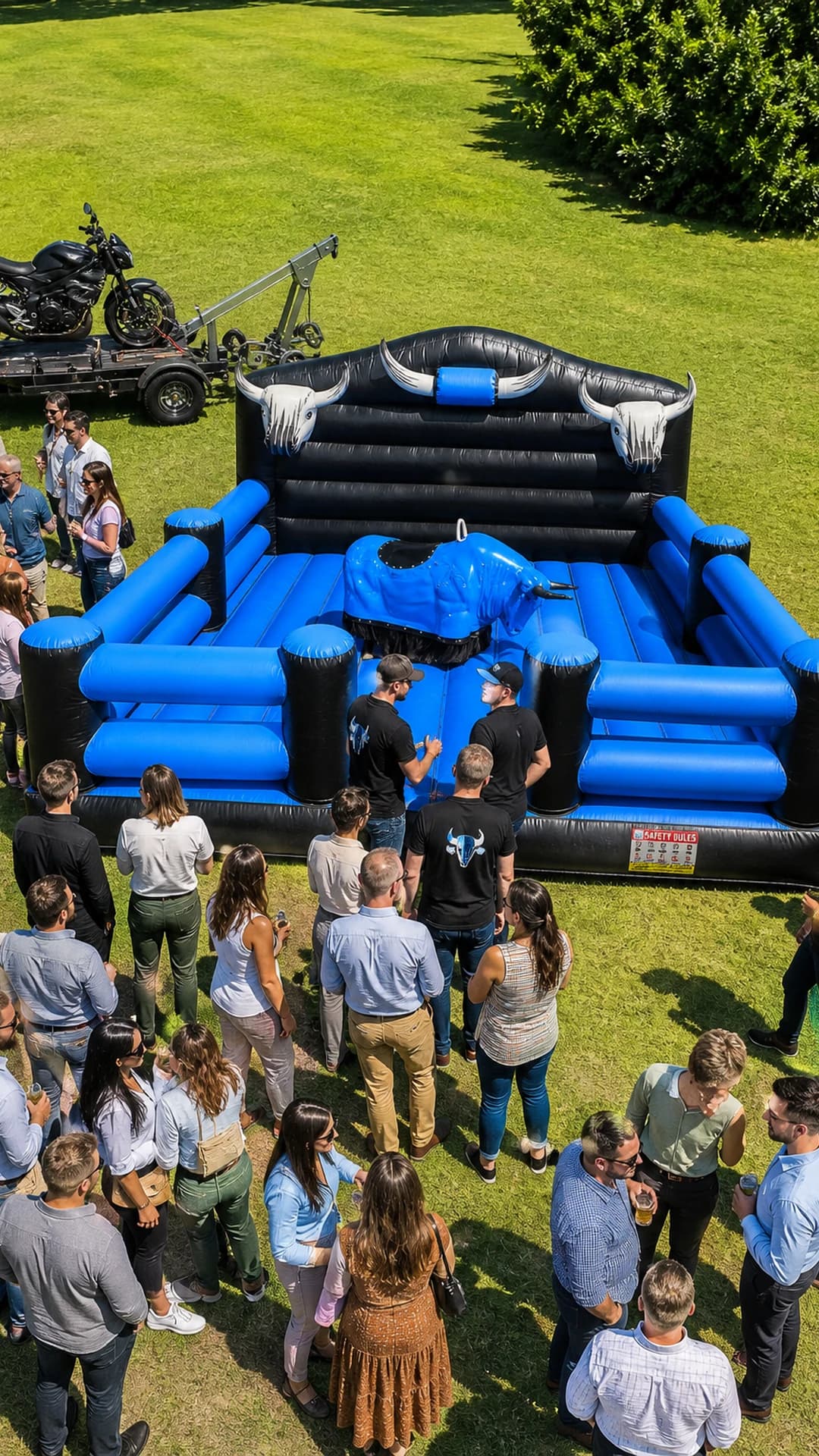 Corporate staff day on the Full Throttle Chaos mechanical bull