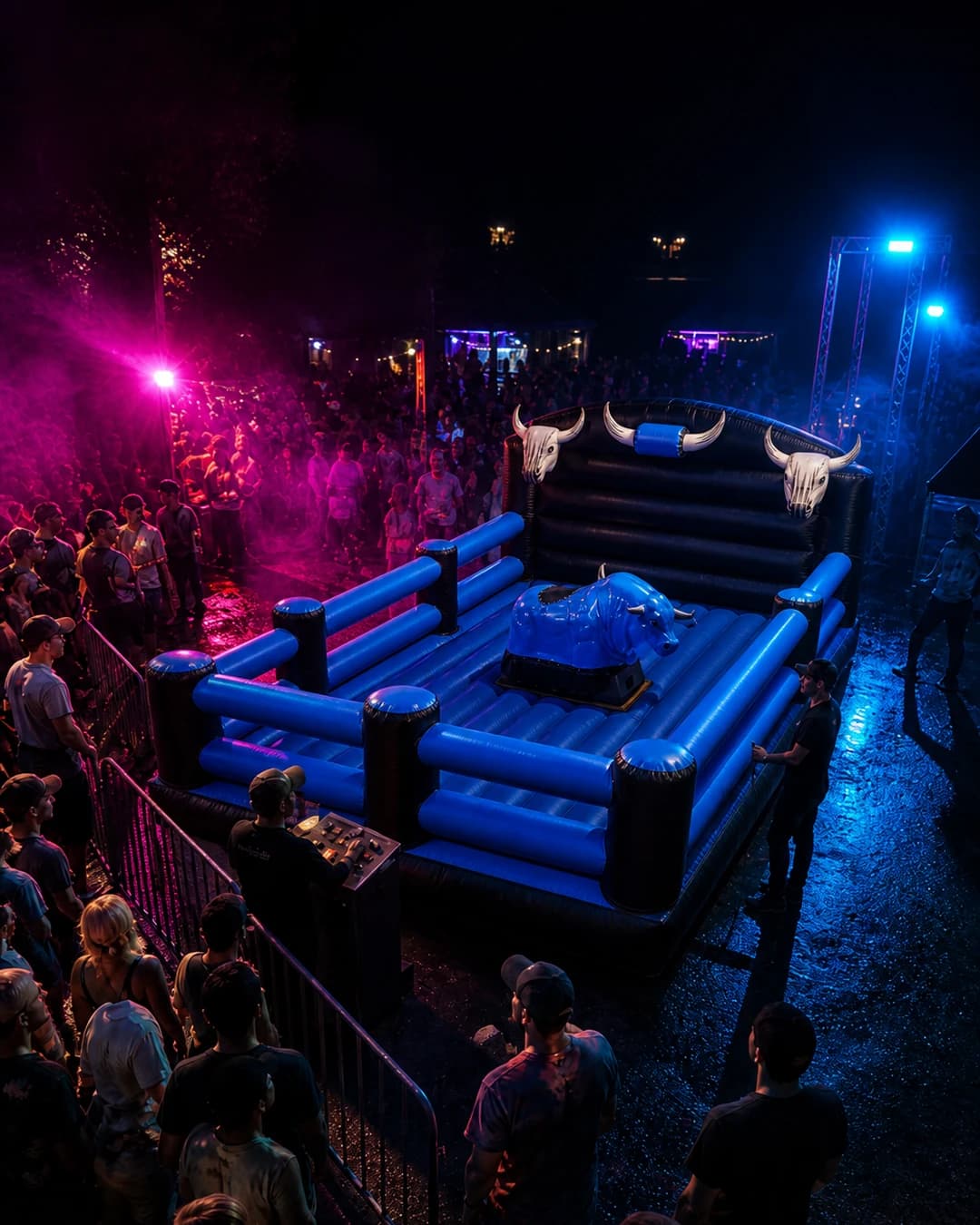High-throughput festival queue at the Full Throttle Chaos bull