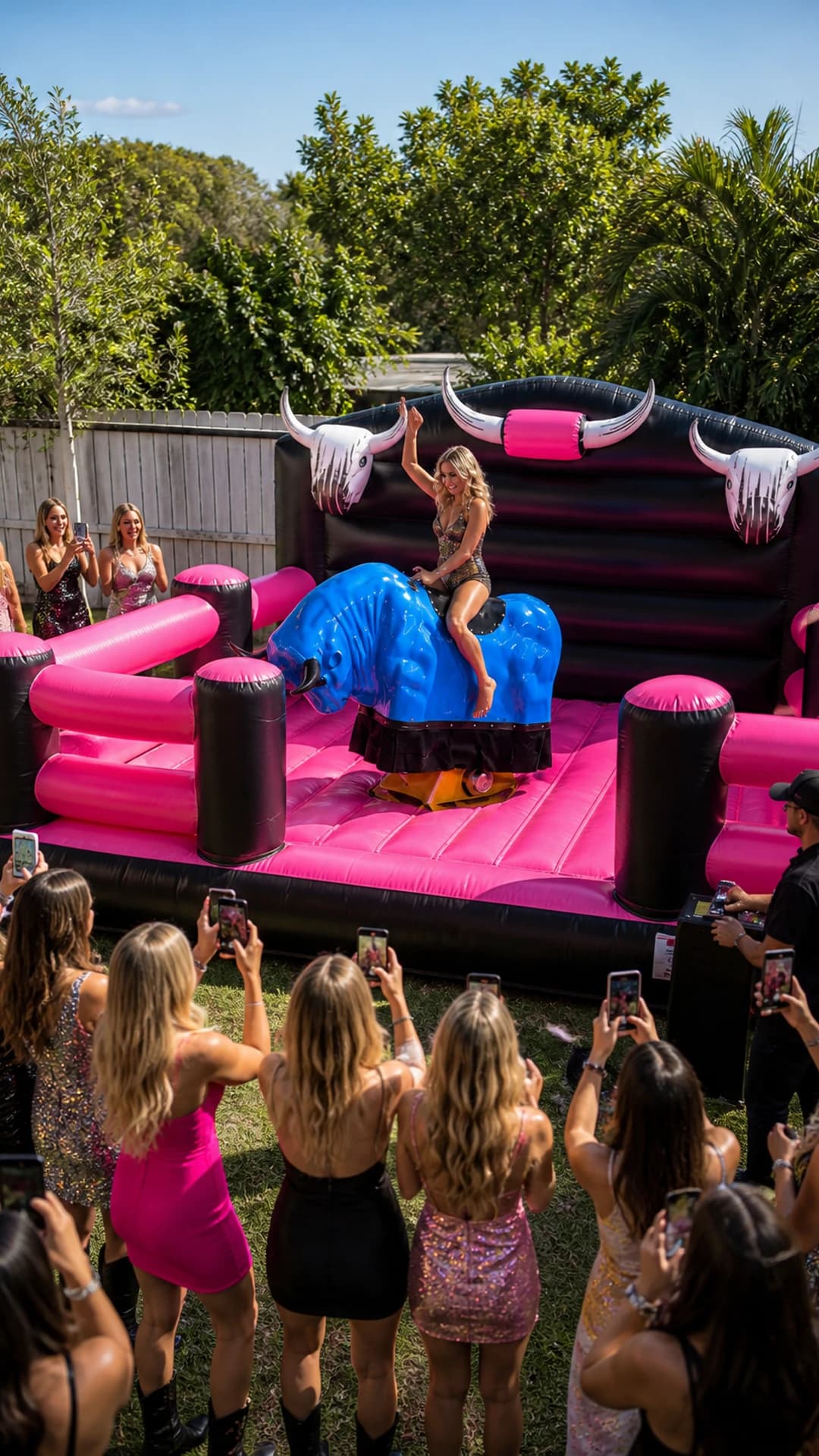 Hens night at the pink and black Full Throttle Chaos bull arena
