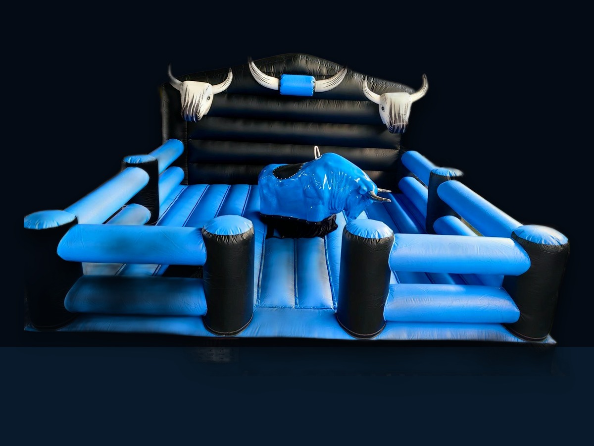 Full blue and black Full Throttle Chaos mechanical bull setup